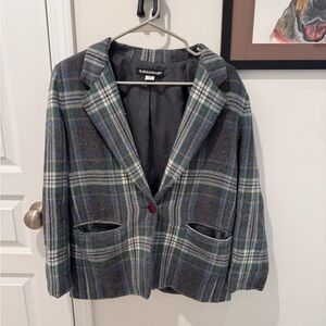 Savannah Gray and Blue Blazer Classic Plaid Design